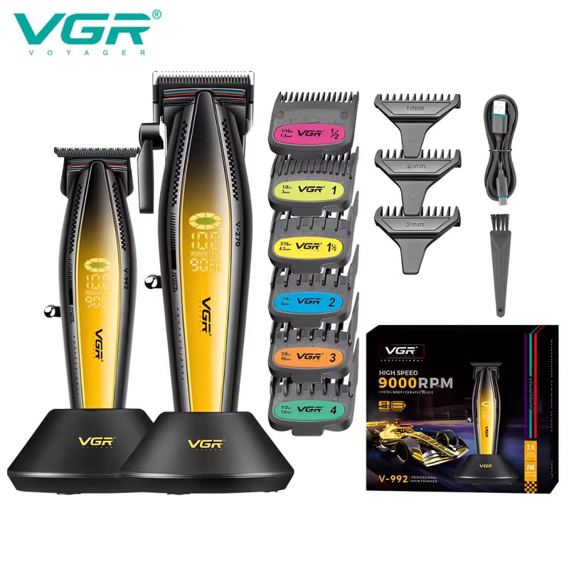 Long-lasting Men's Hair Clipper with Digital Display  Professional and High-speed, Safe and Skin-friendly Rechargeable Hair Clipper with Base