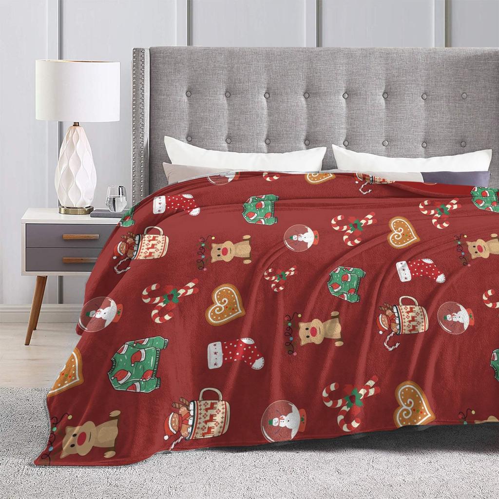 Plaid & Holiday Christmas  Flannel Blanket Autumn  Super Warm Bedding Throws for Kids Adult Bedroom Bedspread Sofa Bed Cover