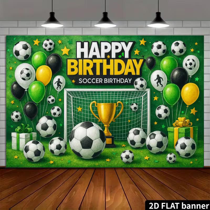 Football Theme Birthday Backdrop Banner,Suitable for Football-themed Birthday Parties.