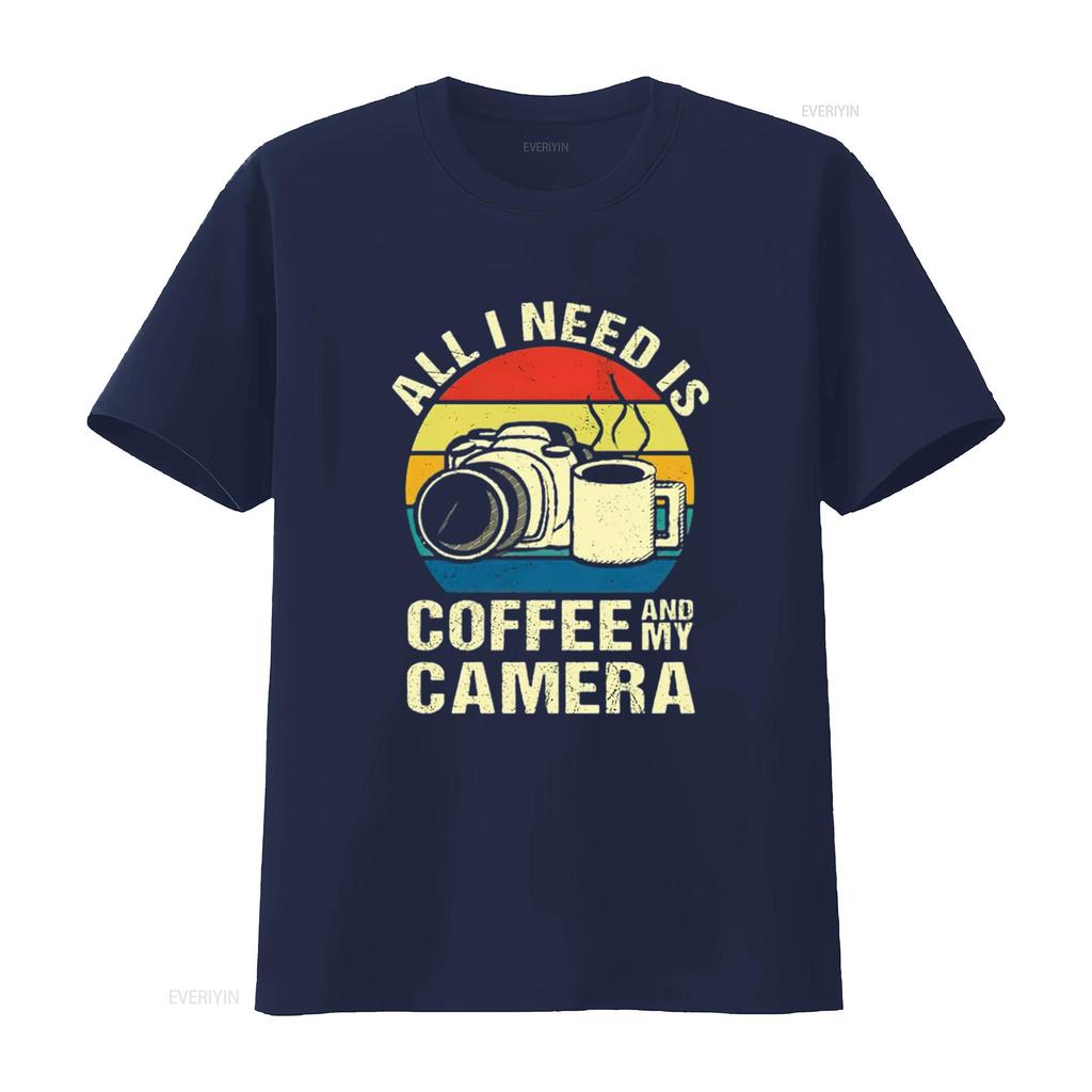 Womens Retro All I Need Is Coffee And My Camera Photography short Sleeve T Shirt Black Medium vintage Washed Stylish Breathable