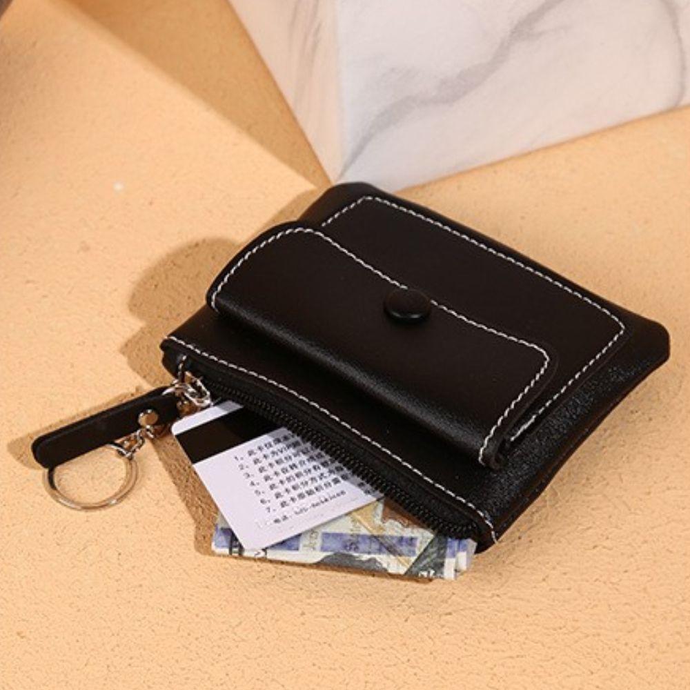 

PU Leather Credit Card ID Card Holder Coin Purse Keychain Clutch Bag Short Wallet Coin Pocket синій