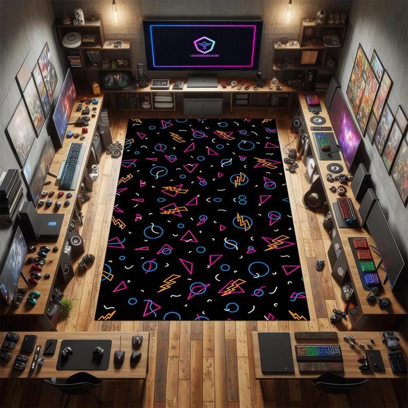 

Vintage Arcade Machine Design Carpet Retro Video Game Themed Floor Mat for Gaming Room Bedroom Living Room Decor Rug 50X80cm