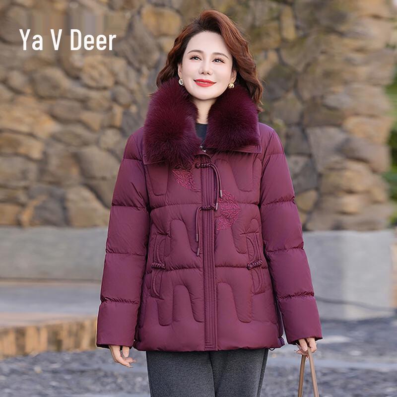 

Женский пуховик Yalu с воротником из лисьего меха и пуговицами с китайскими узлами 2XL