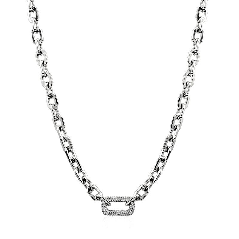 New Arrival Fashion Jewelry 18k Gold Plated Stainless Steel Simple O Chain Inset Zircon Necklace Bracelet Jewelry  for Women