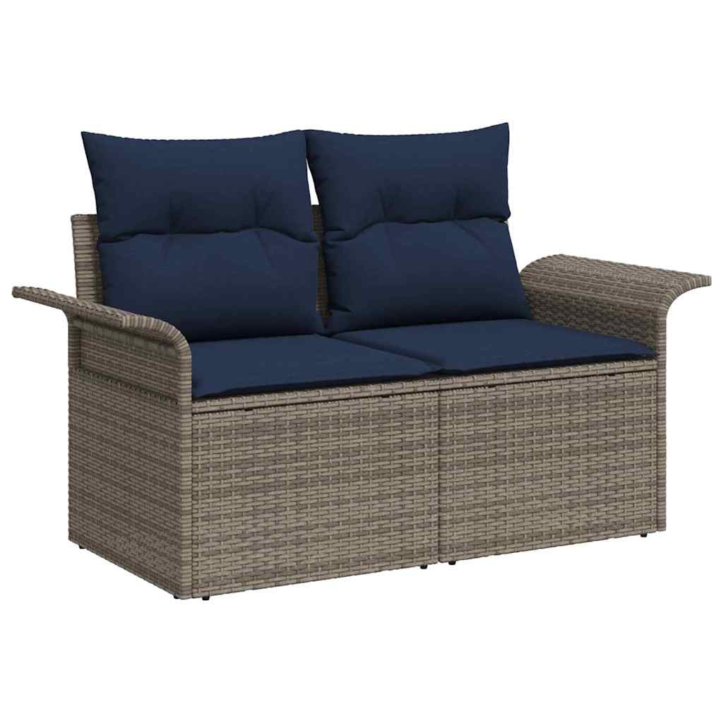 Garden Sofa Set with Cushions 8 Pcs Grey Poly Rattan