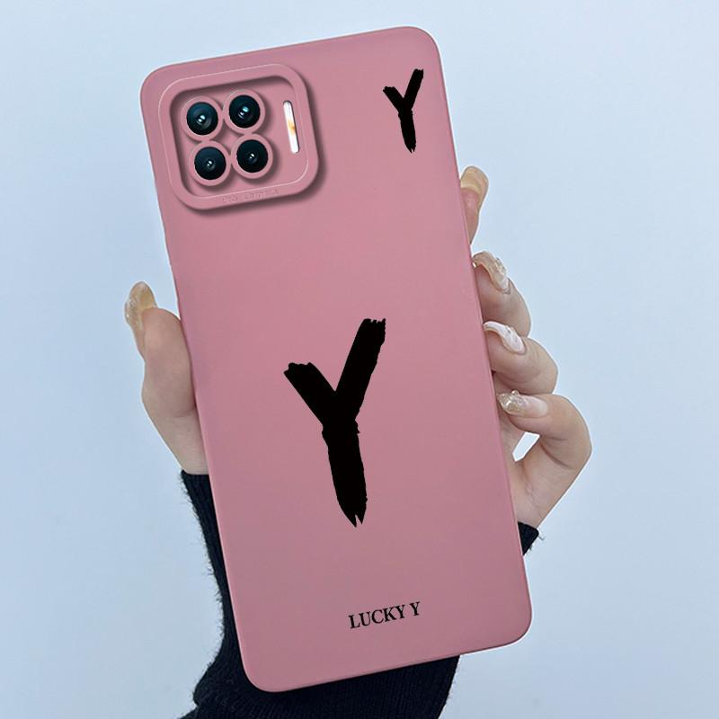 For OPPO F17 Oppo F17 Pro Case Oppo A73 A93 Reno 4F Back Cover TPU Silicon Lucky Initial Letter Couples Phone Bumper Soft Case