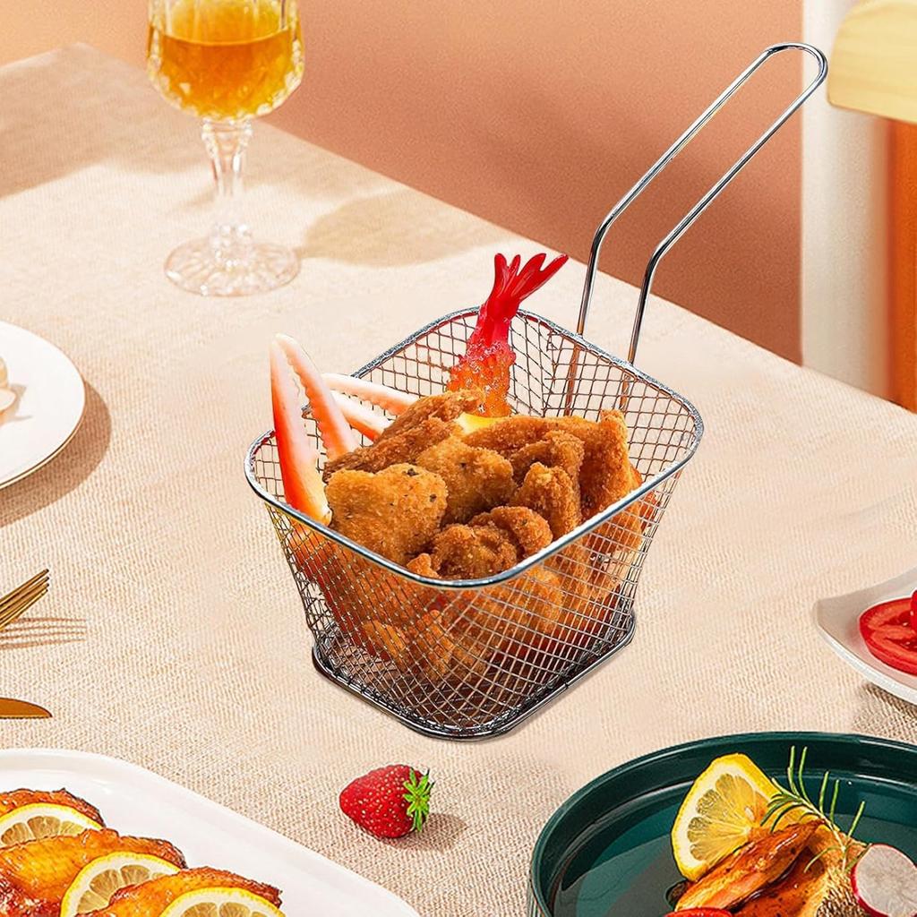 Stainless Steel French Fries Basket Mesh Kitchen Frying Tools Chips Fryer Cooking Frying Basket Strainer