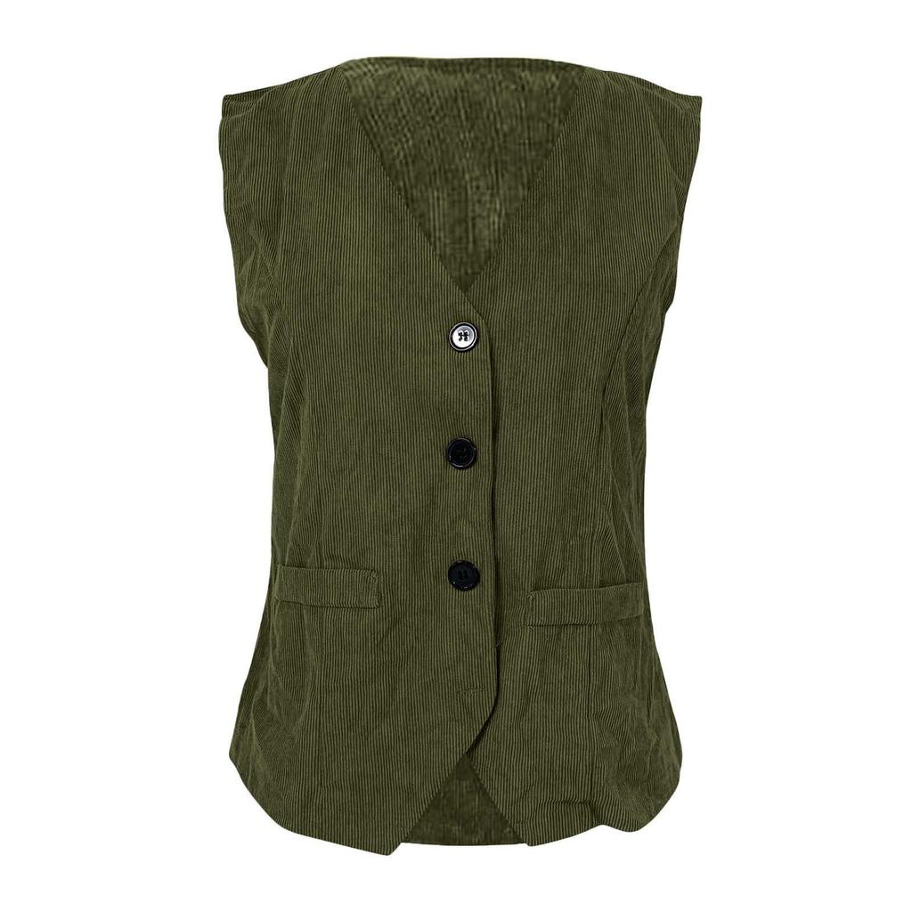 Women's Fashionable Fitted Corduroy Vest Jacket