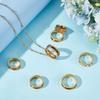 14Pcs 7 Size Stainless Steel Grooved Finger Rings Set, with 1Pc Rectangle Velvet Pouches, Golden, Inner Diameter: 16.5~22mm, 2Pcs/size