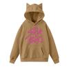 Ladies Fashion Casual Long Sleeve Printed Round Neck Hoodie Pullover Top With  Pockets