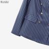 ZANZEA Women Casual Blazer and Pants Stripe Print Two Piece Suit Sets