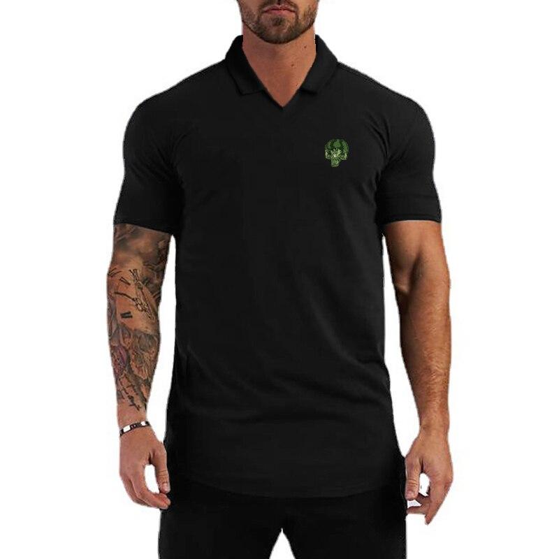 Do The Work  Muscleguys Fashion Slim Fit Breathable Mens Lapel Summer Thin Casual Printed Cotton Streetwear Korean Polo Shirt