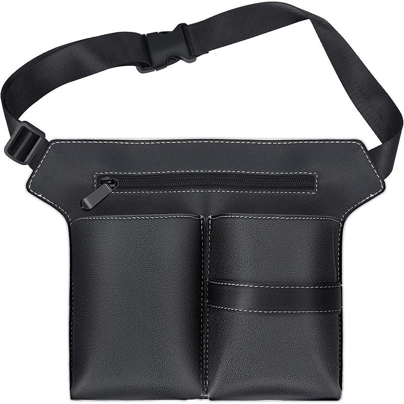 PU Leather Barber Apron Bag: Half-Length, Large-Capacity, Crossbody or Waist for Hairdressing Tools and Scissors