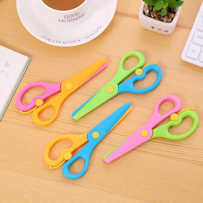 1pcs Children's Paper-cut Anti-pinch Hand Safety Scissors All Plastic Straight Edge Scissors Kindergarten Diy Handmade Scissors