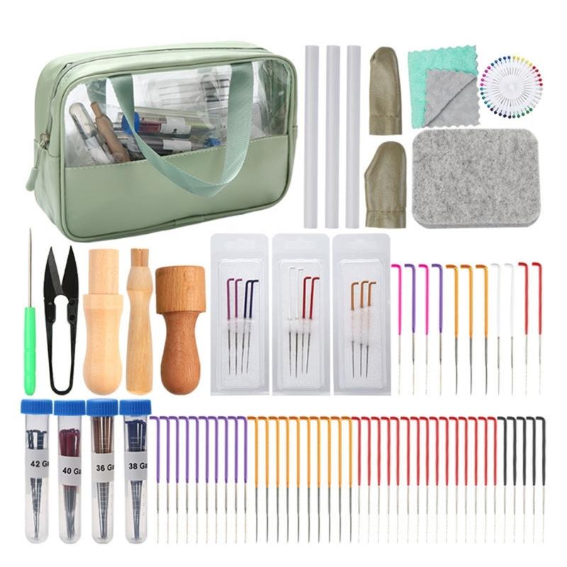 

Needle Felting Supplies for Craft with Felting Needle Felting Pad Finger Cots Wood Handle Beginner Wool Felting Tool 1