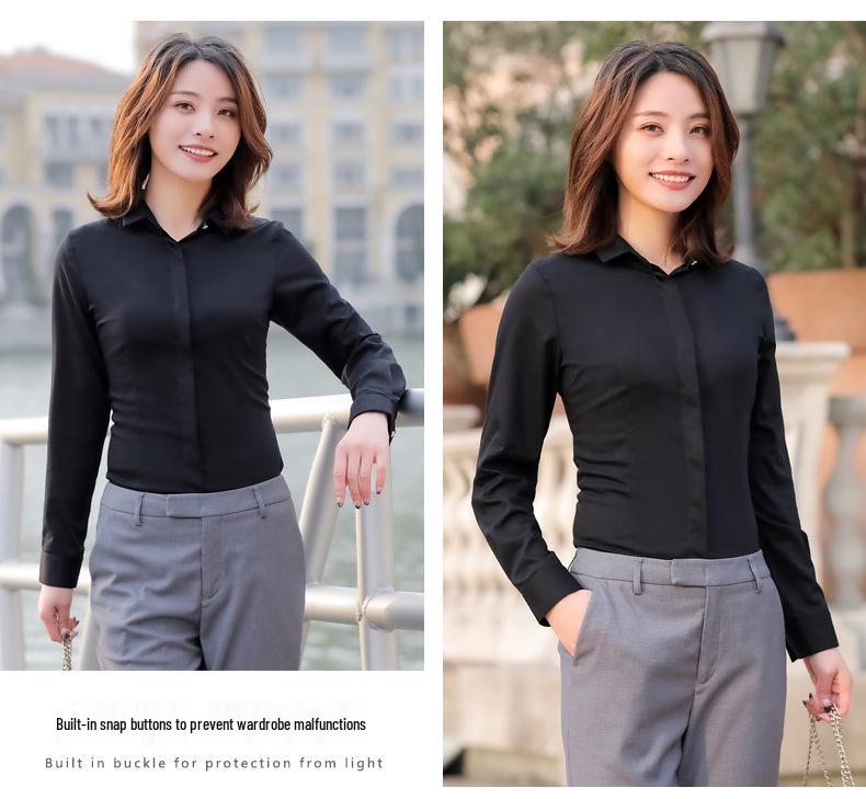 Men's Long Sleeve Non-Iron Bamboo Fiber Formal Shirt with Embroidered Logo