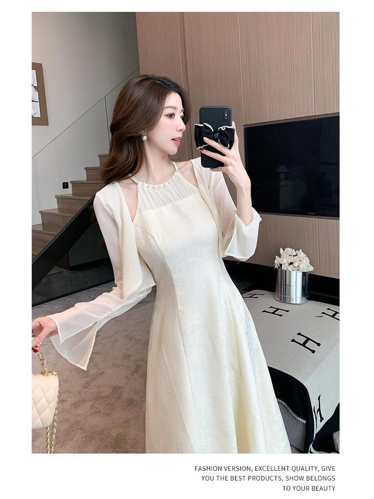 Spring Fairy-Style Sweet Slim Fit Cardigan & Dress Set