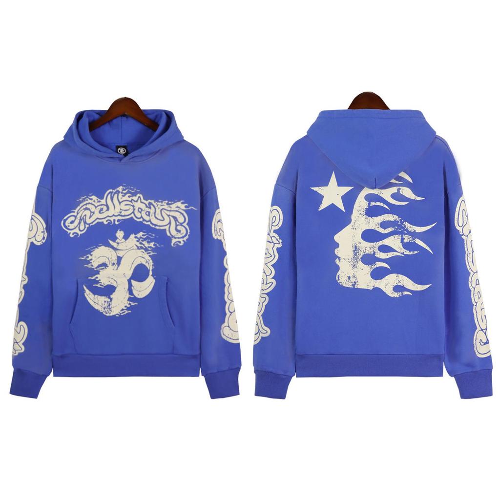 Unisex Retro Distressed Letter Print Hoodie für Herbst/Winter
