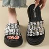 Fashion Big Crystal Chunky Platform Wedge Sandals Women Summer 2025 Thick Bottom Shiny Gem Slides Woman Slip On Mules Sandalias De Mujer