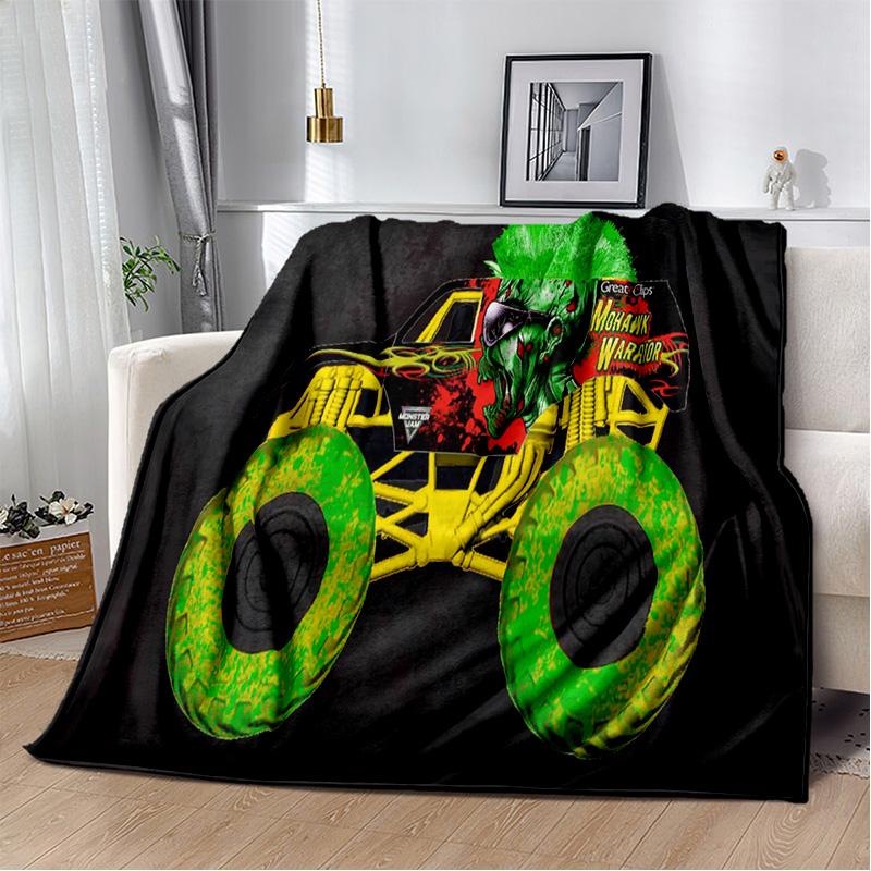 3D Monster Jam Monster Truck Cartoon Blanket,Soft Throw Blanket for Home Bedroom Bed Sofa Picnic Travel Office Cover Blanket Kid