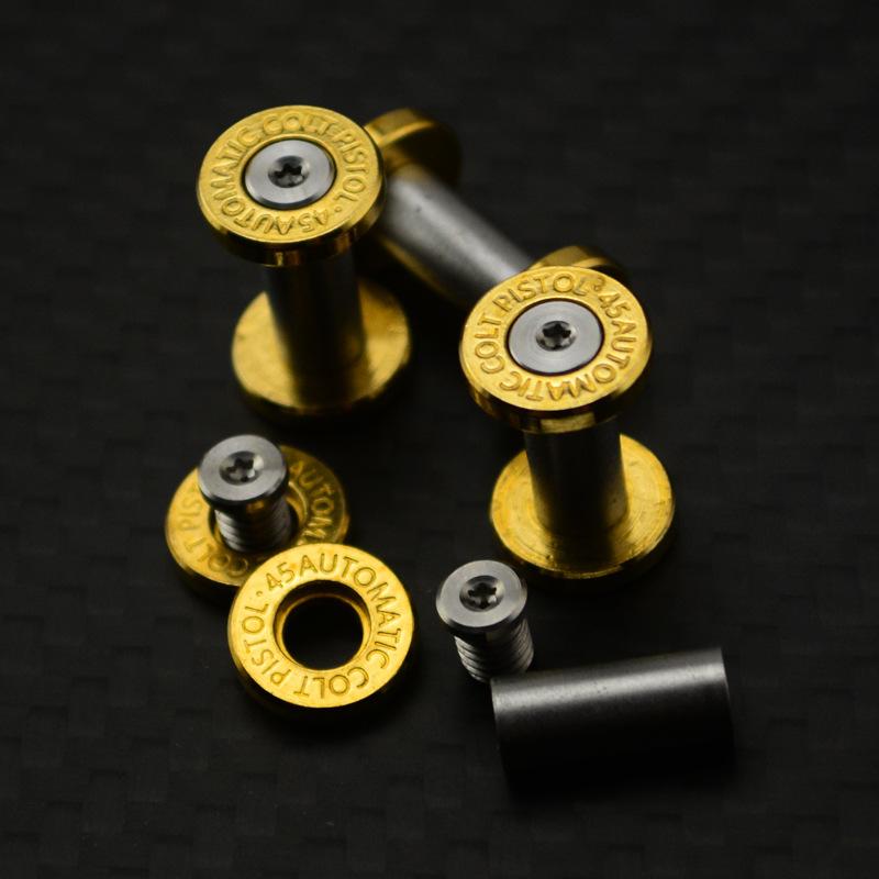 10 sets Messing + 416 roestvrij staal M4 Bevestigingsschroef klinknagel voor CNC-snijder DIY Recht zakmes gereedschap handvat Bevestigingsmoer