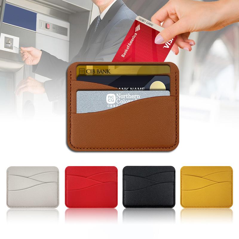 Fashion Wavy Leather Card Bag Women Men Ultra-thin 4 Slots Card Holder Soft PU Leather Bank Credit Card Case