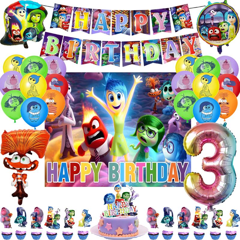 Inside Out 2 Decorațiuni Petrecere de Ziua de Naștere Temă Desen Animat Kit Veselă Baloane Bucurie Tristețe Accesorii Copii Băiat Fată Cadou Jucării