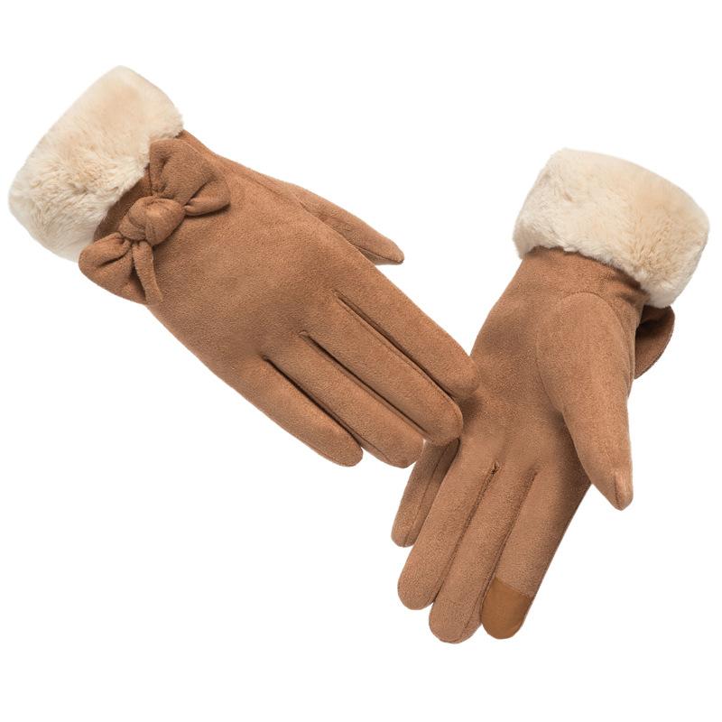 Gloves Winter Cute Student Suede Warm Fleece Thickened