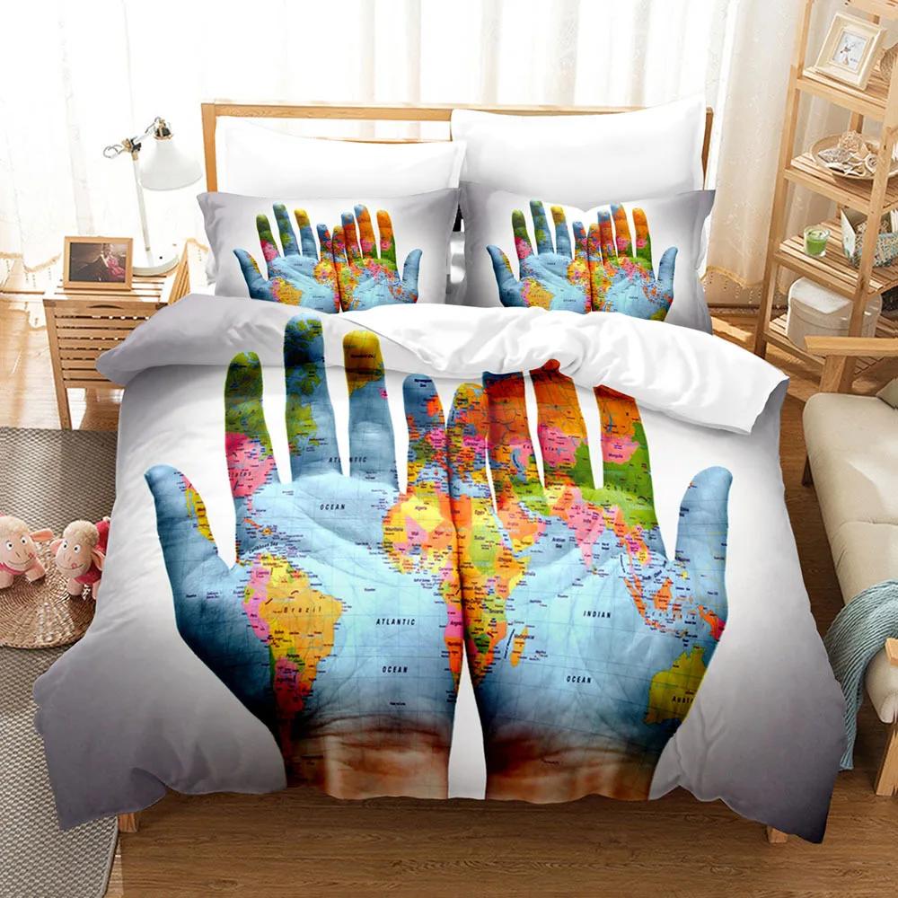 Eller Yorgan Kılıfı Seti 3D Baskı Siyah Beyaz Yağmur Parmak Polyester Yorgan Kılıfı King Queen Boyut Erkek Kız Genç Yatak Takımı için
