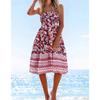 Summer New Bohemian Holiday Style Multi-colored Printing Sweet Bustier Dress Big Swing Dresses For Women