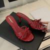 Fashion Women Thin Heels Sandals Slides Shoes Butterfly-Knot Footwear Fashion Round Toe Ladies High Heels Shoes Female Sandals Pumps