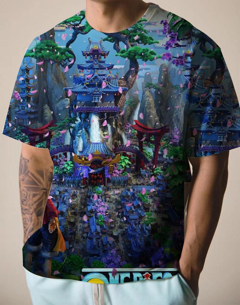 Fashion Men's One Piece Luffy Casual Loose T-Shirt Clothes Large Size 6XL 2022 Summer New Digital Printing Short Sleeves