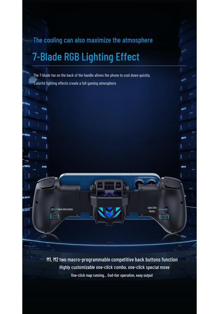 JK02 D8 Mobile Game Controller with Built-in Cooling and Interchangeable PUBG Skins