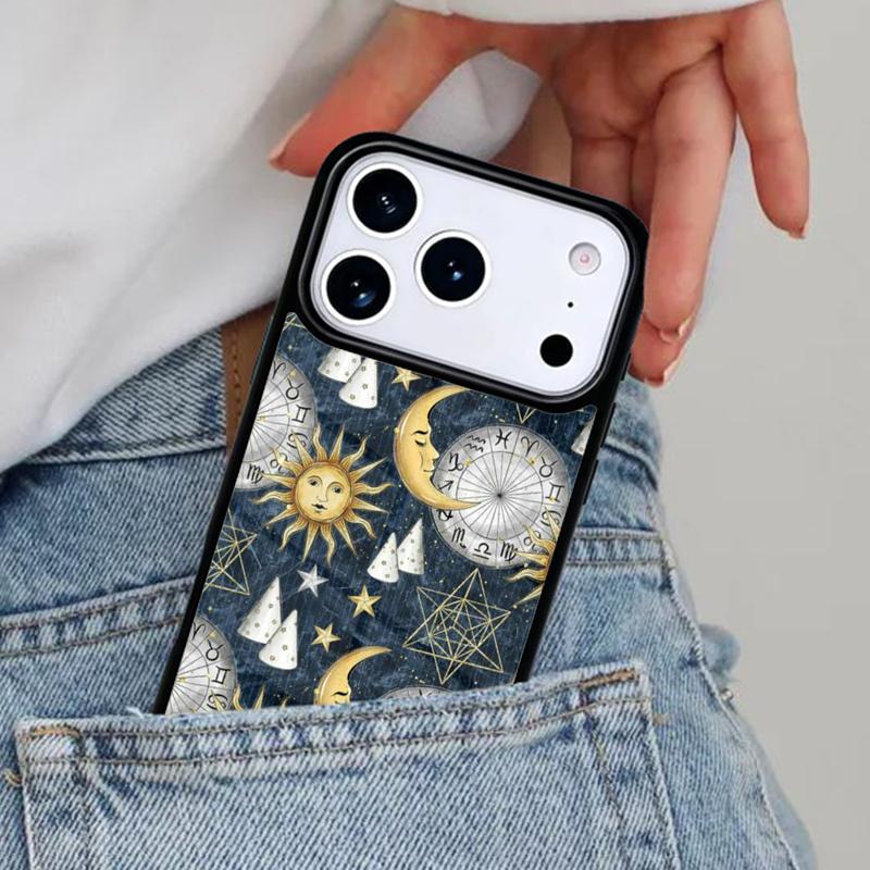 Sun And Moon Star Phone Case for iPhone 17ProMax 12 13 14 15 16e 17 Pro Max Plus Air Cover