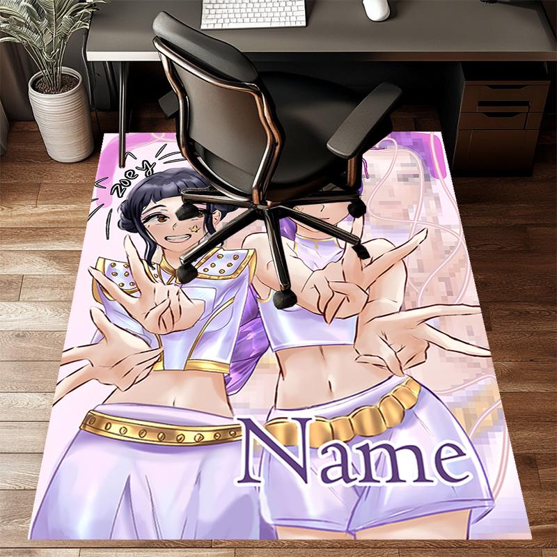 Custom KPop Demon Hunters Mat Personalized Name, Polyester Washable Indoor Entryway Rug, Gift for Christmas, Easter, Thanksgiving Day