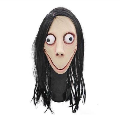 Funny Cosplay Halloween Ghost Mask Scary Headgear Wig Latex MoMo Maske Spooky Realistic Halloween Mask Ghost Festival