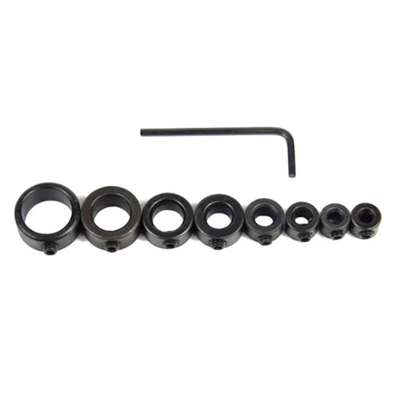 8Pcs High Hardness Depth Stop Collar Kit with Wrench for Woodworking Ceramic Wall and Plastic Drilling Applications