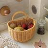 Handwoven Rattan Wall Hanging Basket - Wicker Storage Organizer for Kitchen, Bathroom & Home, Hanging Fruit Basket with Handle
