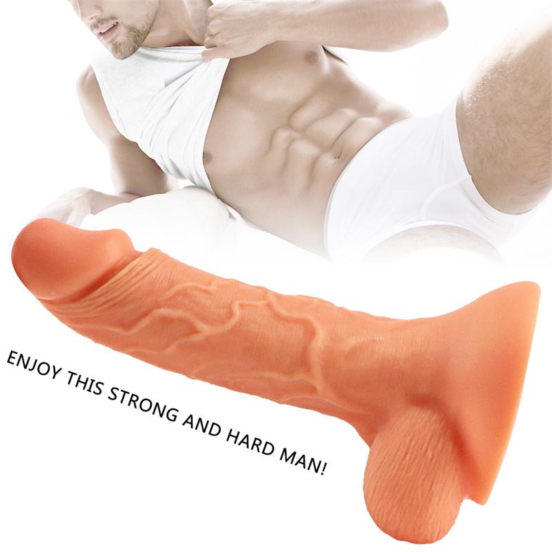 Large Sucker Female Double-layer Liquid Simulation Silicone Penis Private Parts Lifelike Fake Penis Rear Court Supplies