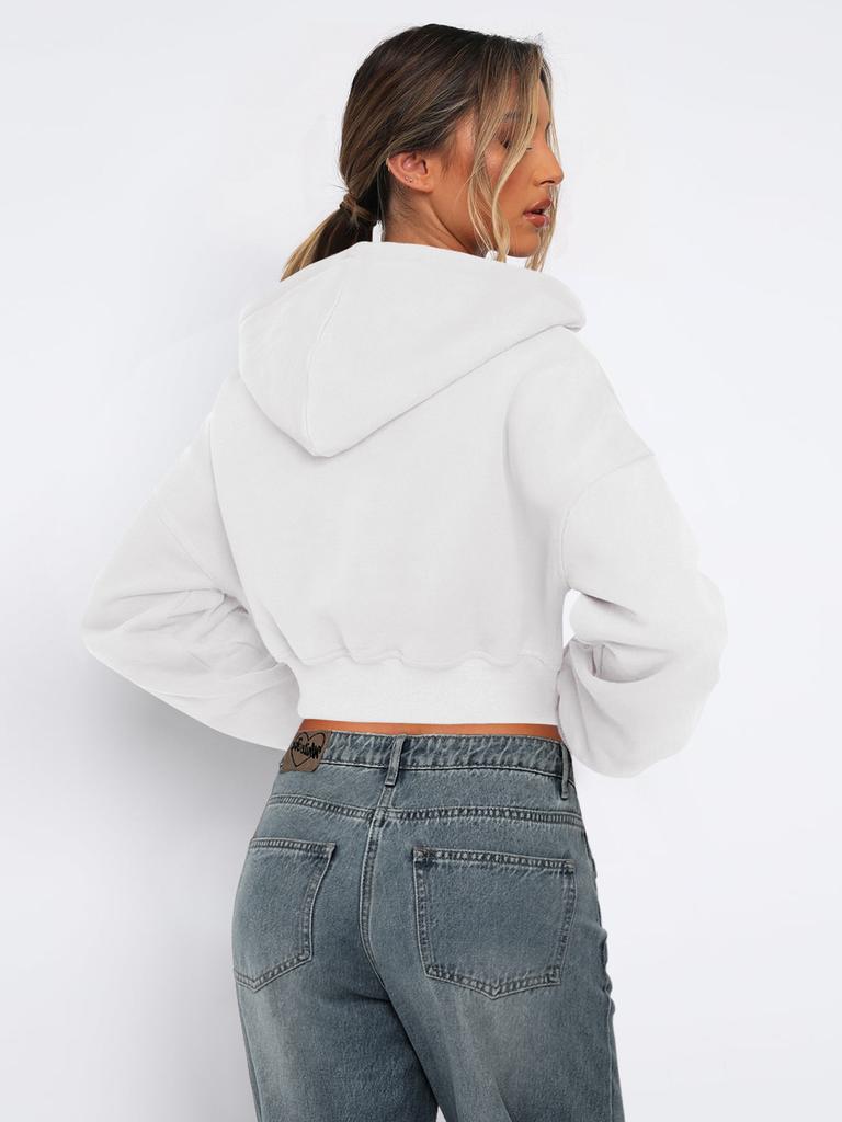 Streetwear Womens Short Sleeve Hoodie With Zipper For Fall Winter Casual Wear