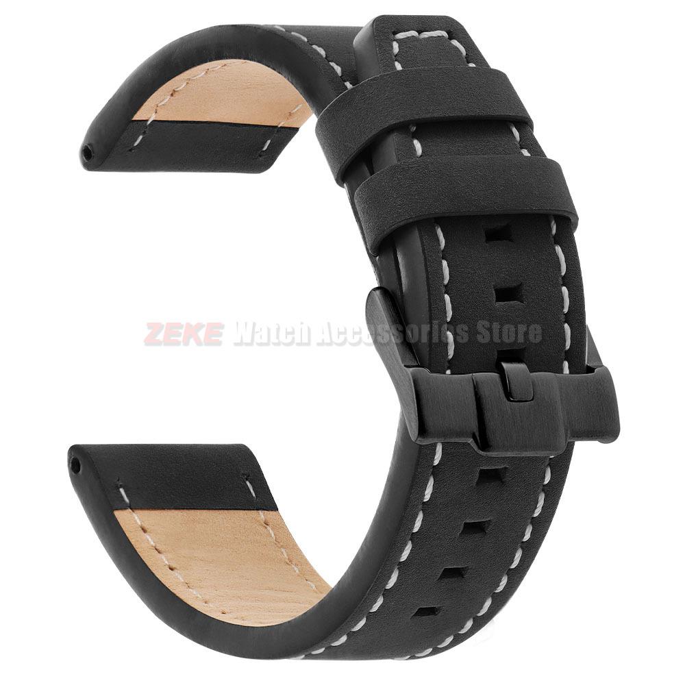 Vintage Matte Genuine Leather Watch Band for Omega for Rolex 18/20/22/24mm Black Brown Thick Straps Stitching Cowhide Wrist Belt