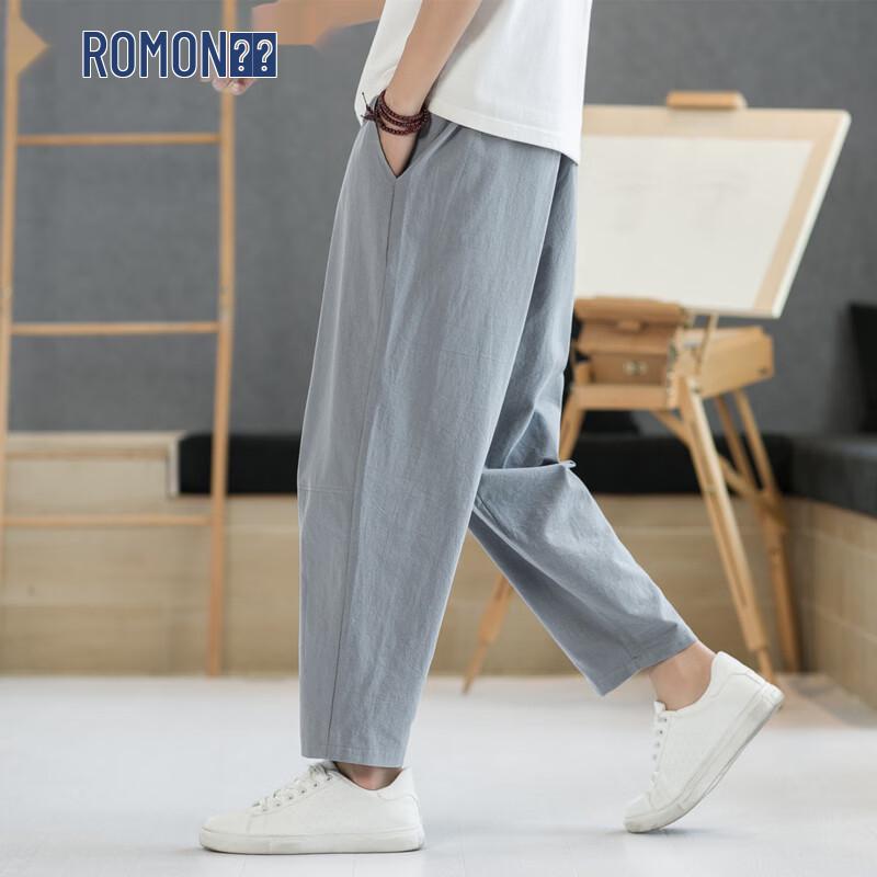 ROMON Men s Loose-Fit Wide-Leg Casual Pants L