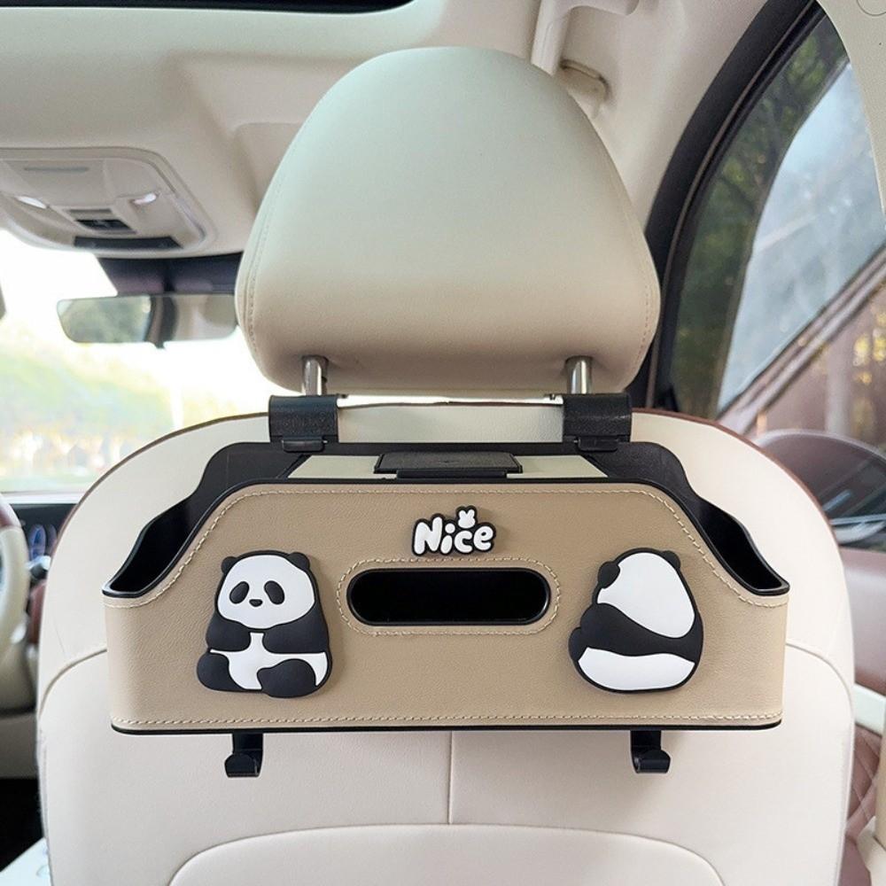 Cartoon Panda Capybara Car Seat Back Storage Box Multifunctional with Hook Tissue Box Convenient Portable Hanging Bag Universal