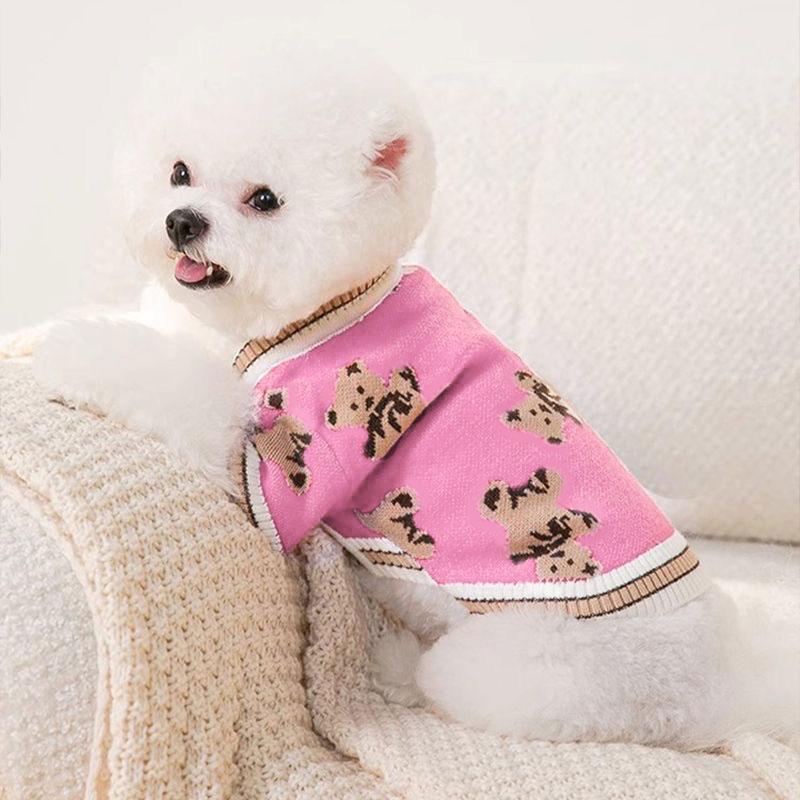 Cute Bear Pet Sweater Autumn Winter Dog Clothes Chihuahua Cardigan Sweaters Puppy Cardigan Cat Dog Costume Bichon Dog Warm Coat
