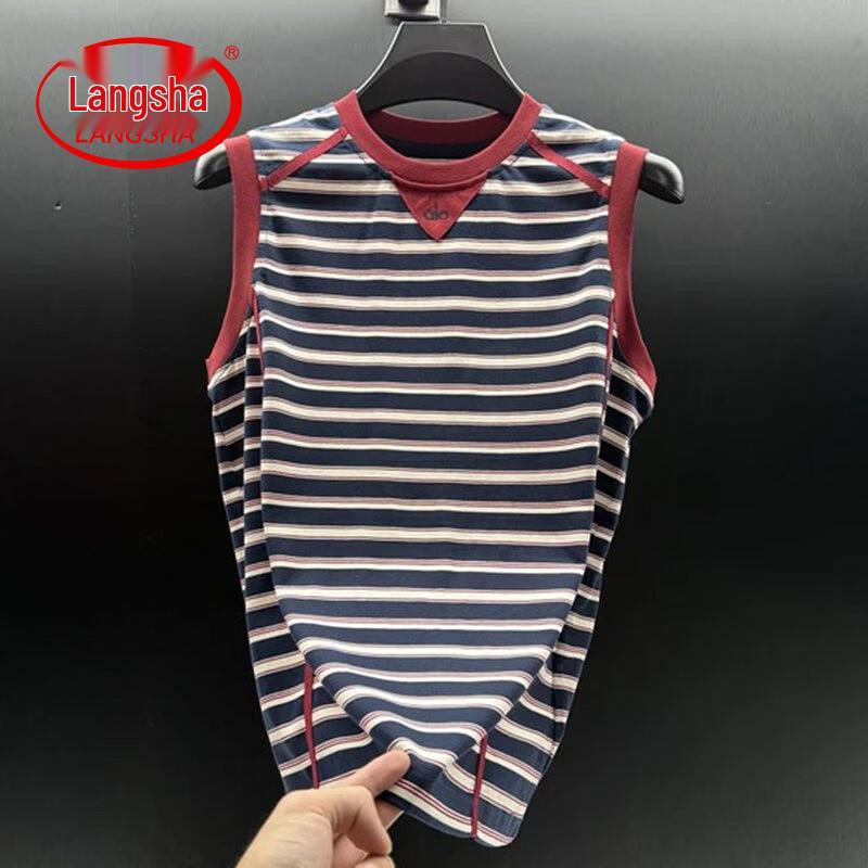 Langsha Women s Summer Round Neck Striped Tank Top 4XL