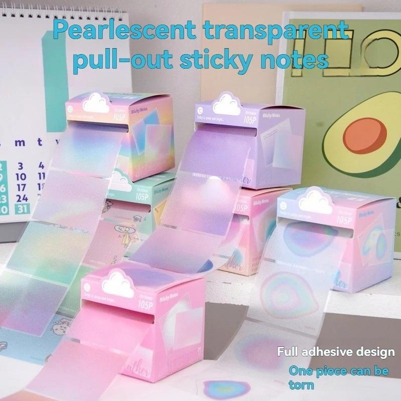 Transparent Pearlescent Pull Out Sticky Notes Stickers Notepads for Students Small Note Stickers for Marking