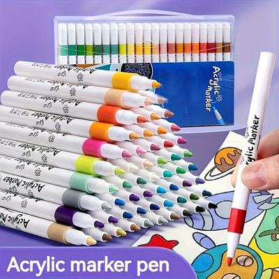 Lovely Quick Dry Acrylic Paint Pens Waterproof Fine Tip for Canvas Wood Glass DIY Art Drawing Ergonomic Design for Adults Students Gif