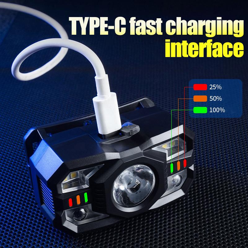 Led Rechargeable Headlamp Motion Sensor Waterproof Head Flashlights Torch For Outdoor Camping Fishing Head Lamp Search Light