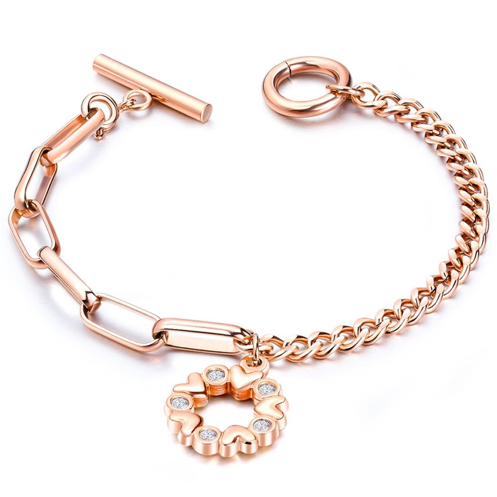 

Stainless Steel Love Heart Bracelets For Women Party Gift Fashion Joyas de Chain Charm Bracelets Jewelry Text Engraved 18cm