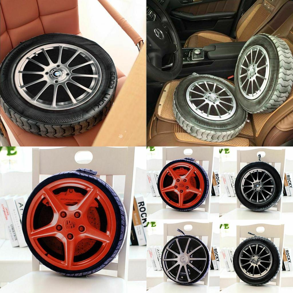 Cozy Multicolour Pillow Car Wheel Tire Plush Cushion Ideal For Home And Office Use